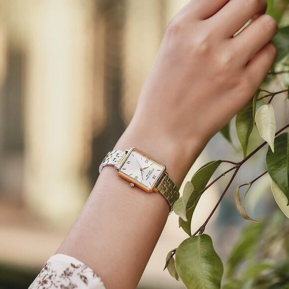 VICTORIA HYDE Womens Elegant Watch Mother of Pearl Dial Light Gold Leather Band - Picture 5 of 12